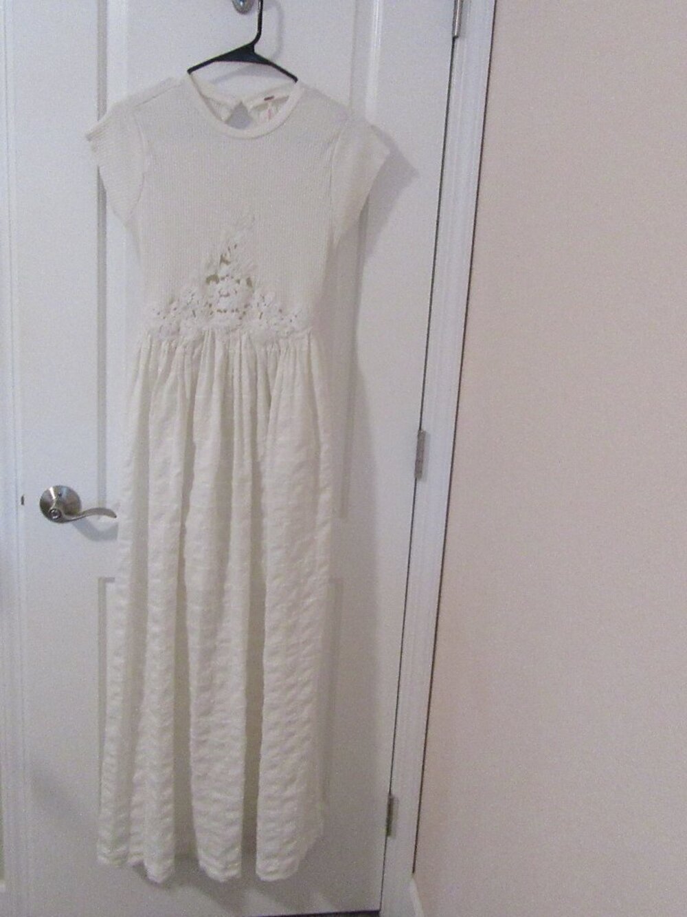 Free People Serenity Maxi Dress Ribbed Eyelet Open Back Boho Cottagecore Women S